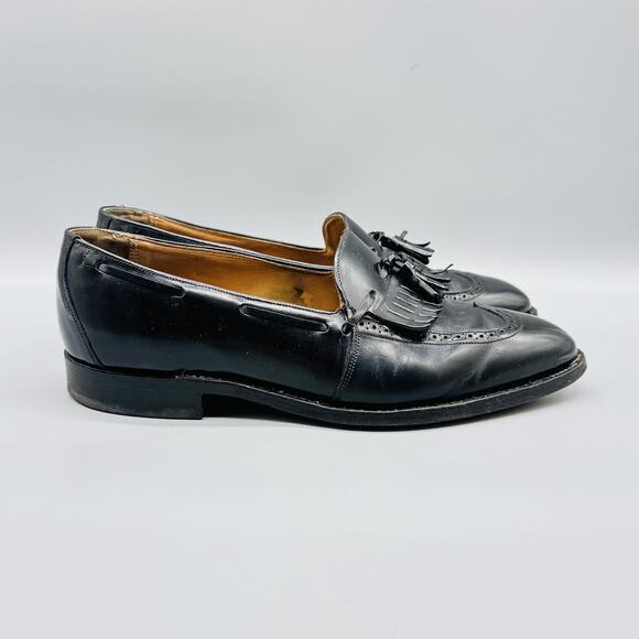 Johnston & Murphy Shoes Mens 10 Black Leather Tassel Loafers Made USA Vtg main image 12